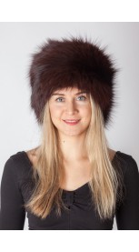 Dark brown fox fur hat